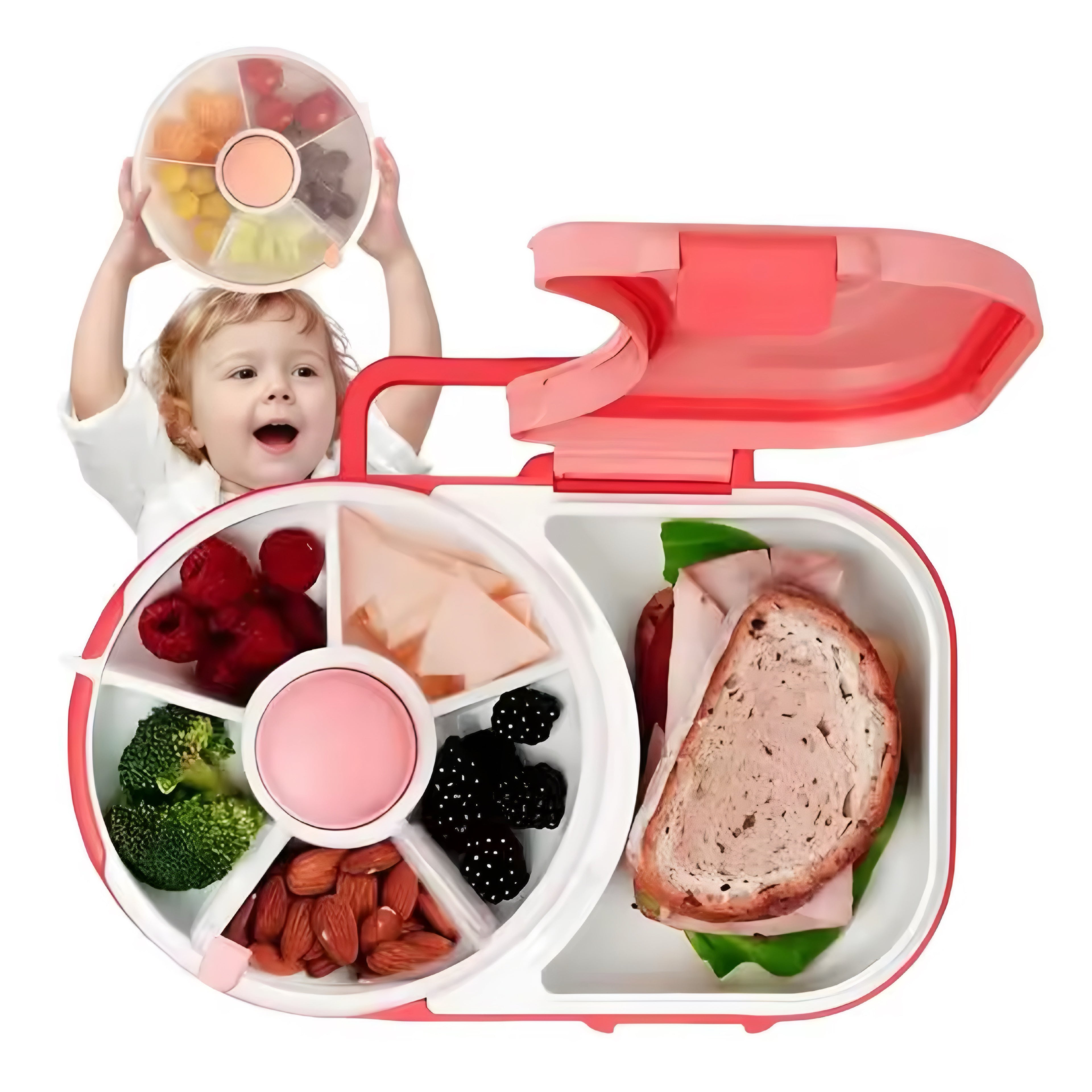 Caja de Almuerzo Rotativa para Niños con Spinner de Snacks